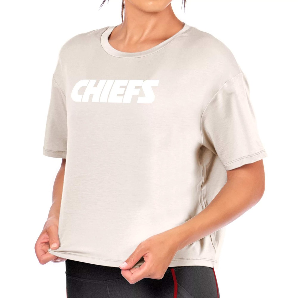 Certo Kansas City Chiefs Womens Cream Cropped T Shirt NFL Football Size S NWT‎